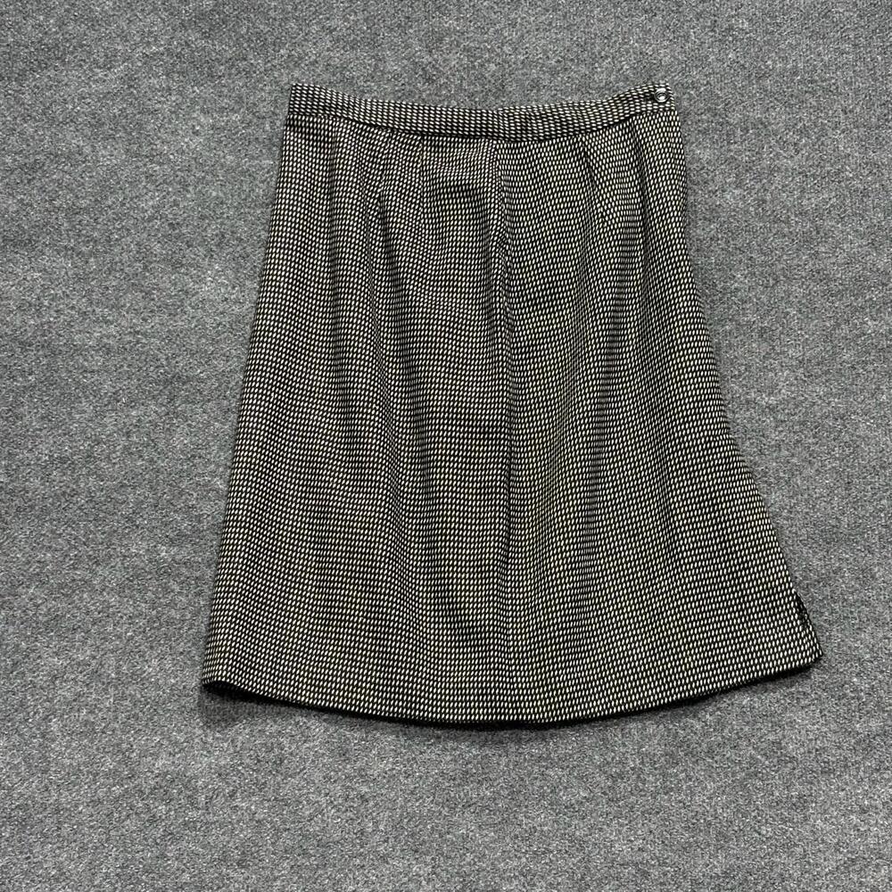 Michele Skirt Womens 13-14 Black Herringbone A-Line Knee Length Tweed Lined